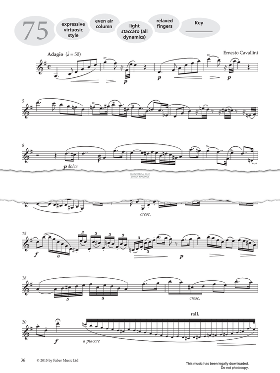 Product gallery: Page 1 of 1 Study No.75 'Adagio' (from 'More Graded Studies For Clarinet Book Two'), Ernesto Cavallini