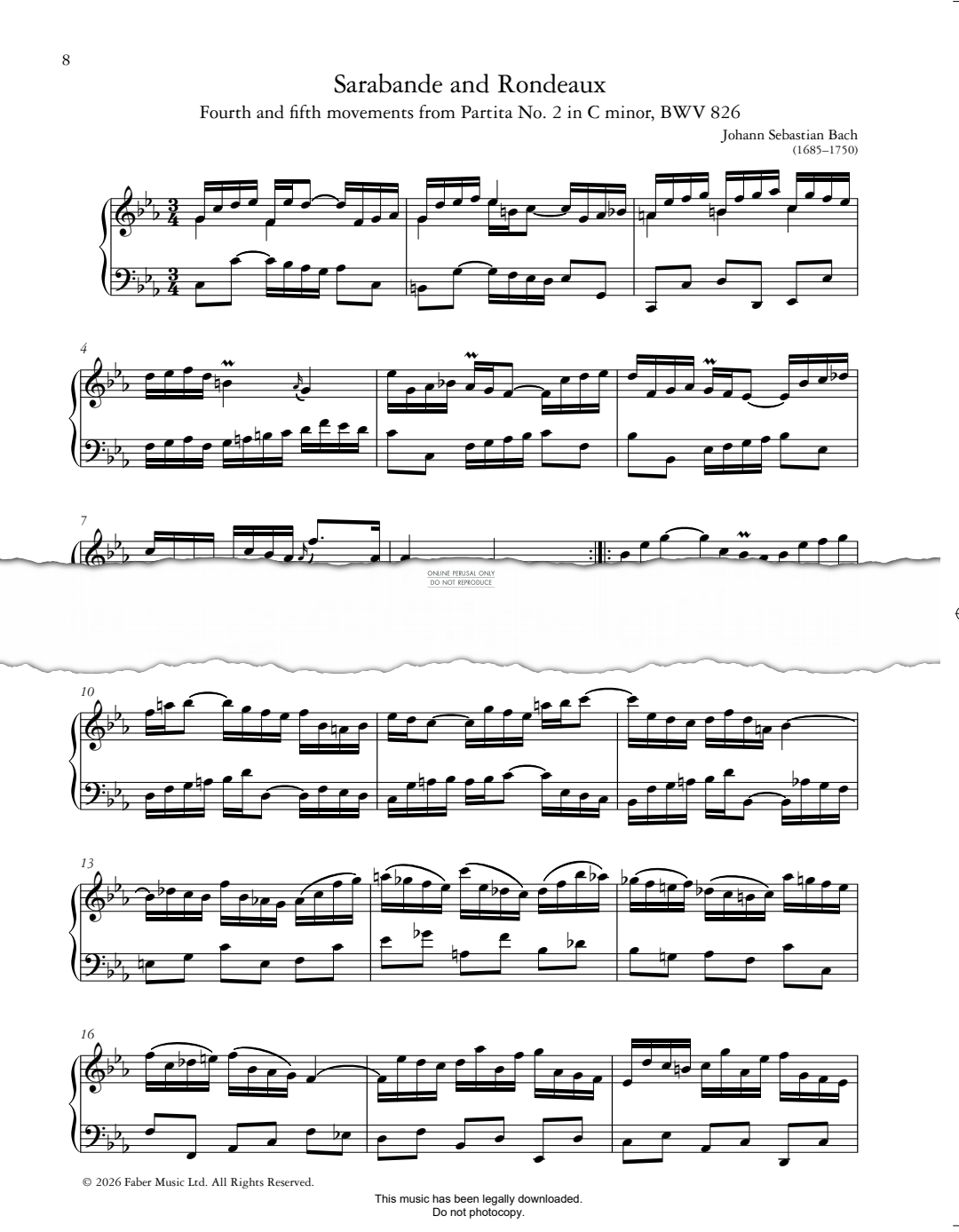 Produktbild zu: Sarabande and Rondeaux (from 'Partita No.2 in C minor, BWV 826')