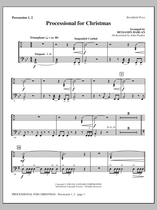 Produktgalerie: Seite 1 von 1 Processional For Christmas - Percussion 1 & 2, Benjamin Harlan, Chor