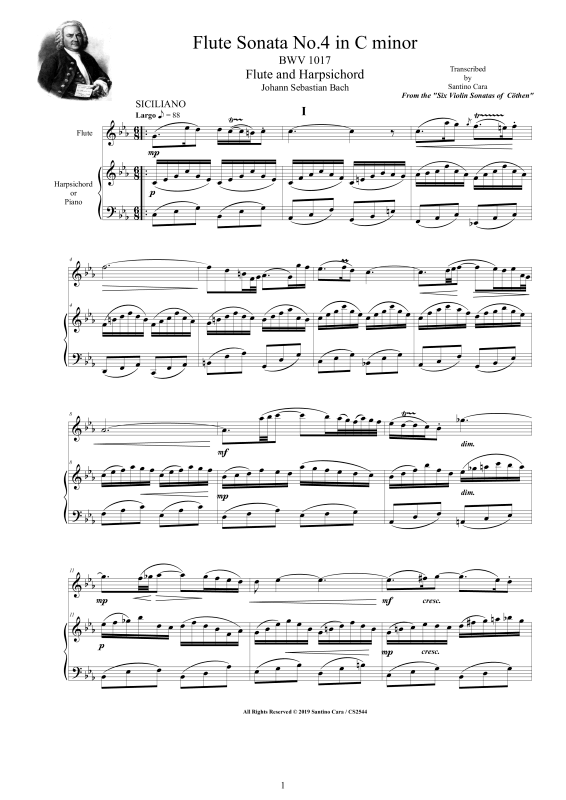 Produktbild zu: Flöten Sonate Nr. 4 in C-Moll BWV 1017Johann Sebastian Bach