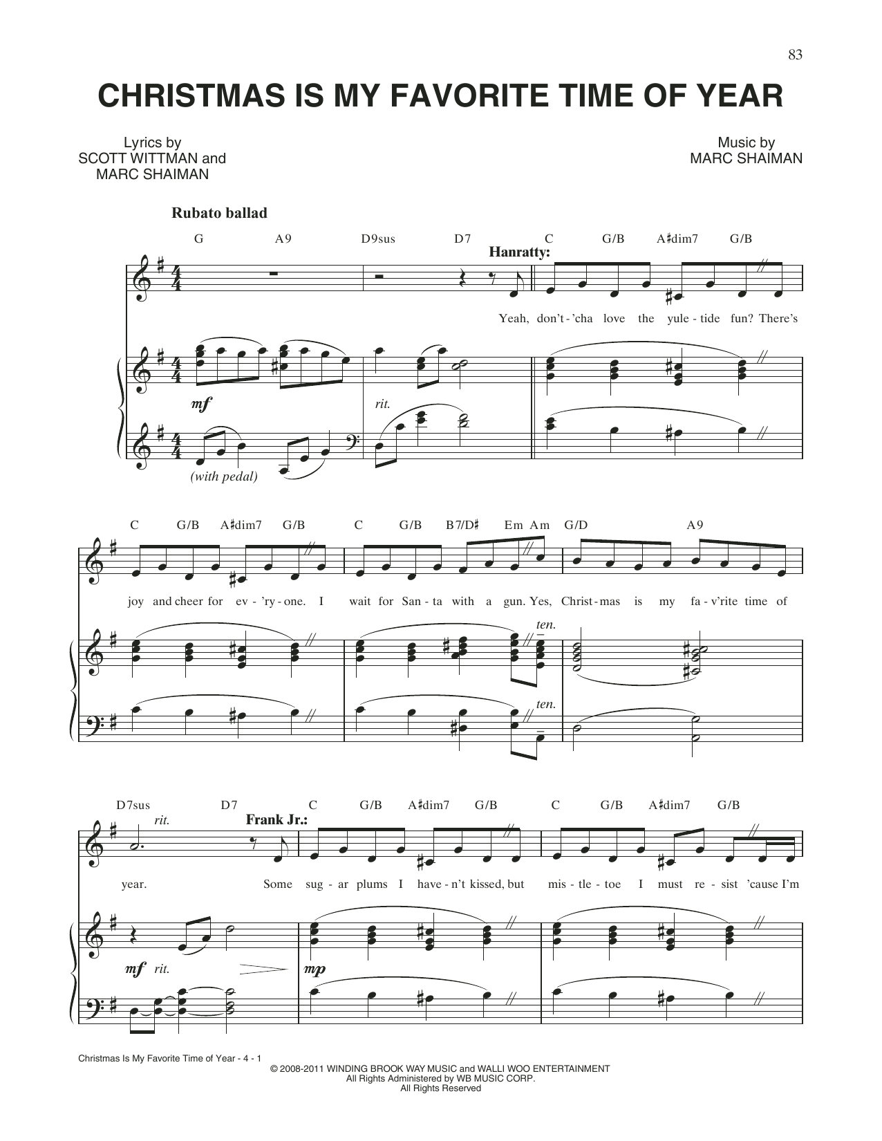 Produktgalerie: Seite 1 von 1 Christmas Is My Favorite Time Of Year (from Catch Me If You Can), Scott Wittman, Gesang, Klavier