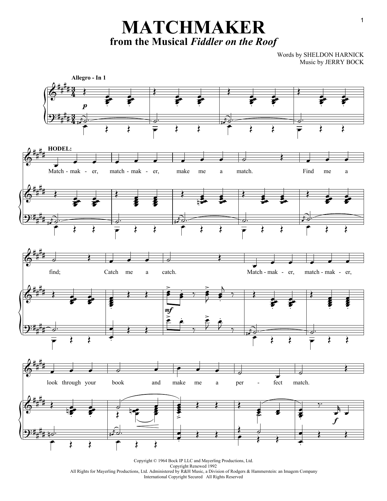 Produktbild zu: Matchmaker (from Fiddler On The Roof)