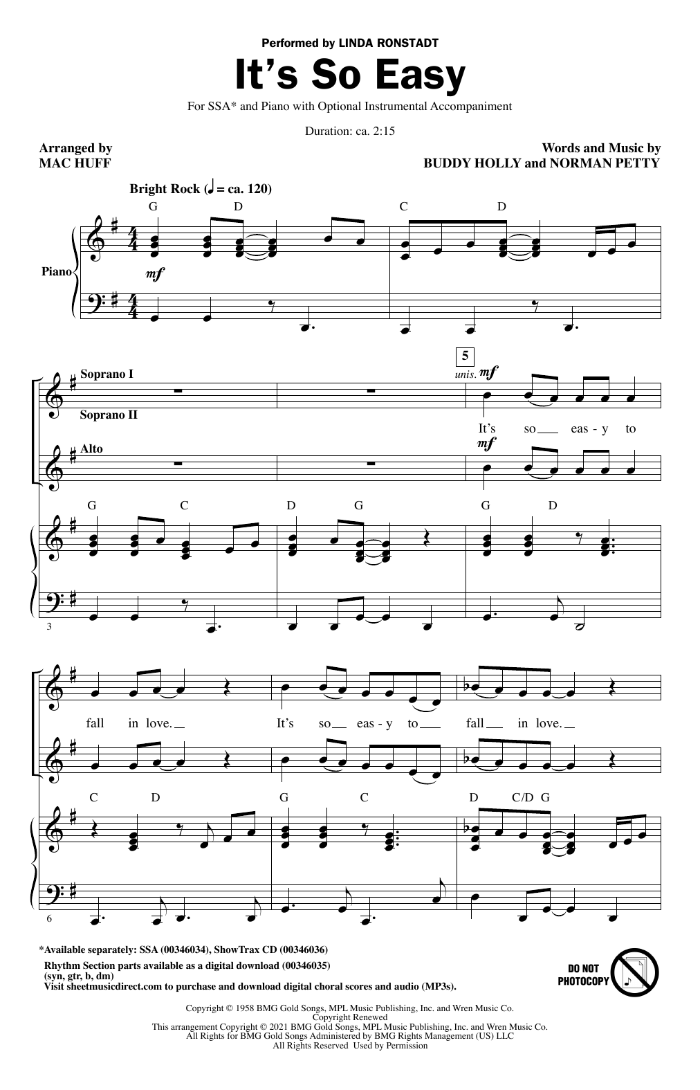 Produktgalerie: Seite 1 von 1 It's So Easy (arr. Mac Huff), Linda Ronstadt, Chor