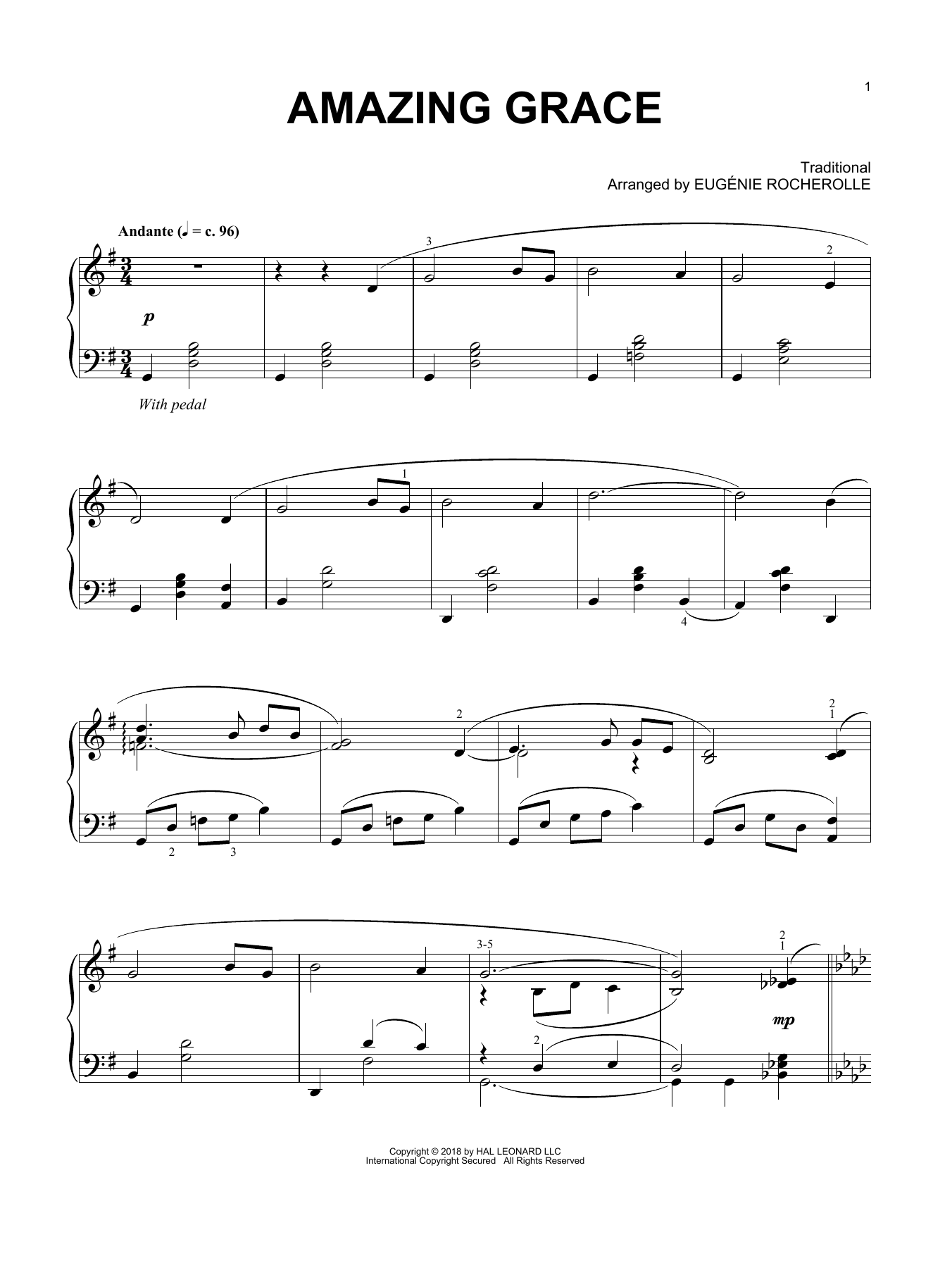 Produktgalerie: Seite 1 von 1 Amazing Grace (arr. Eugénie Rocherolle), Eugénie Rocherolle, Klavier