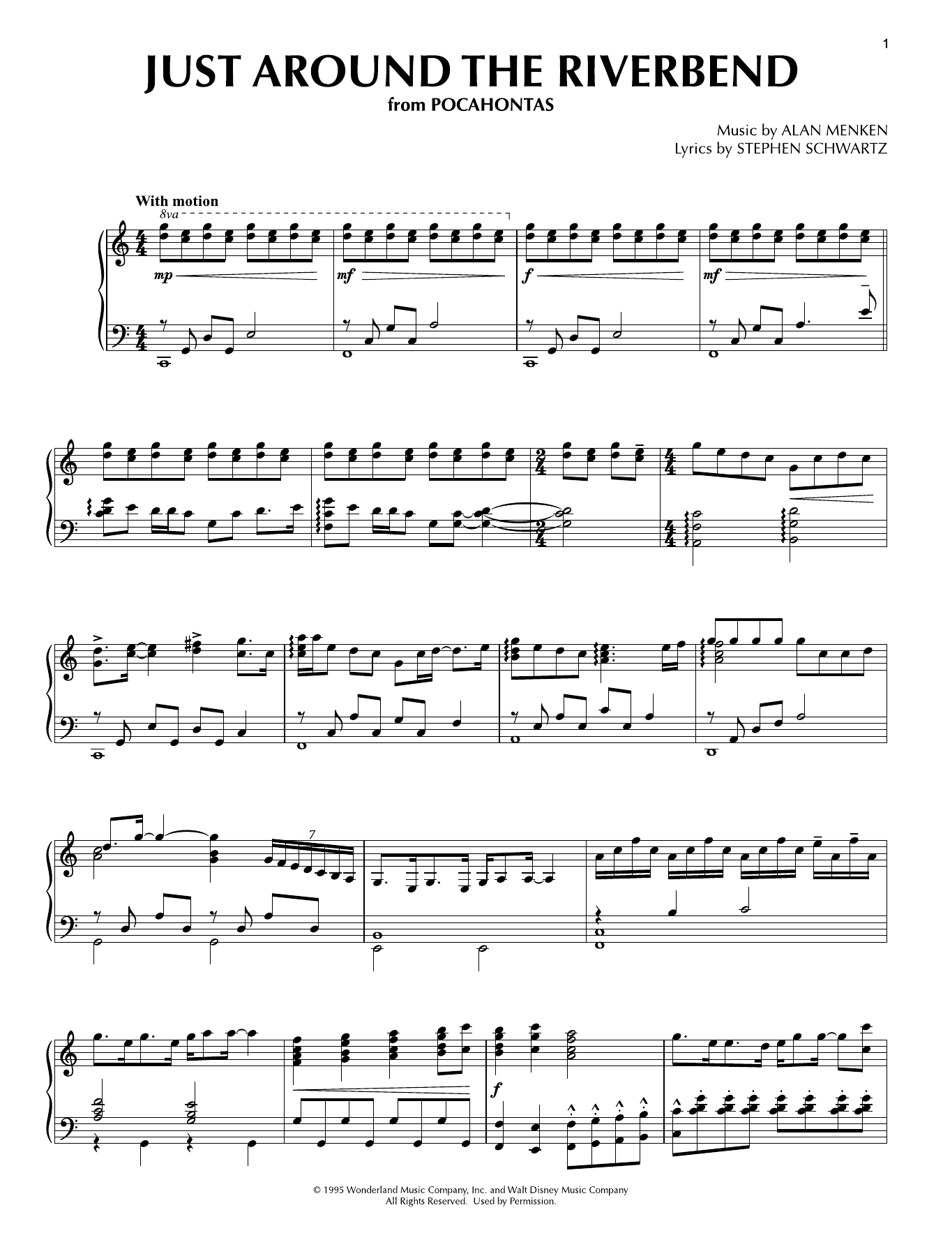 Product picture to:  Just Around The Riverbend (from Pocahontas) - Alan Menken