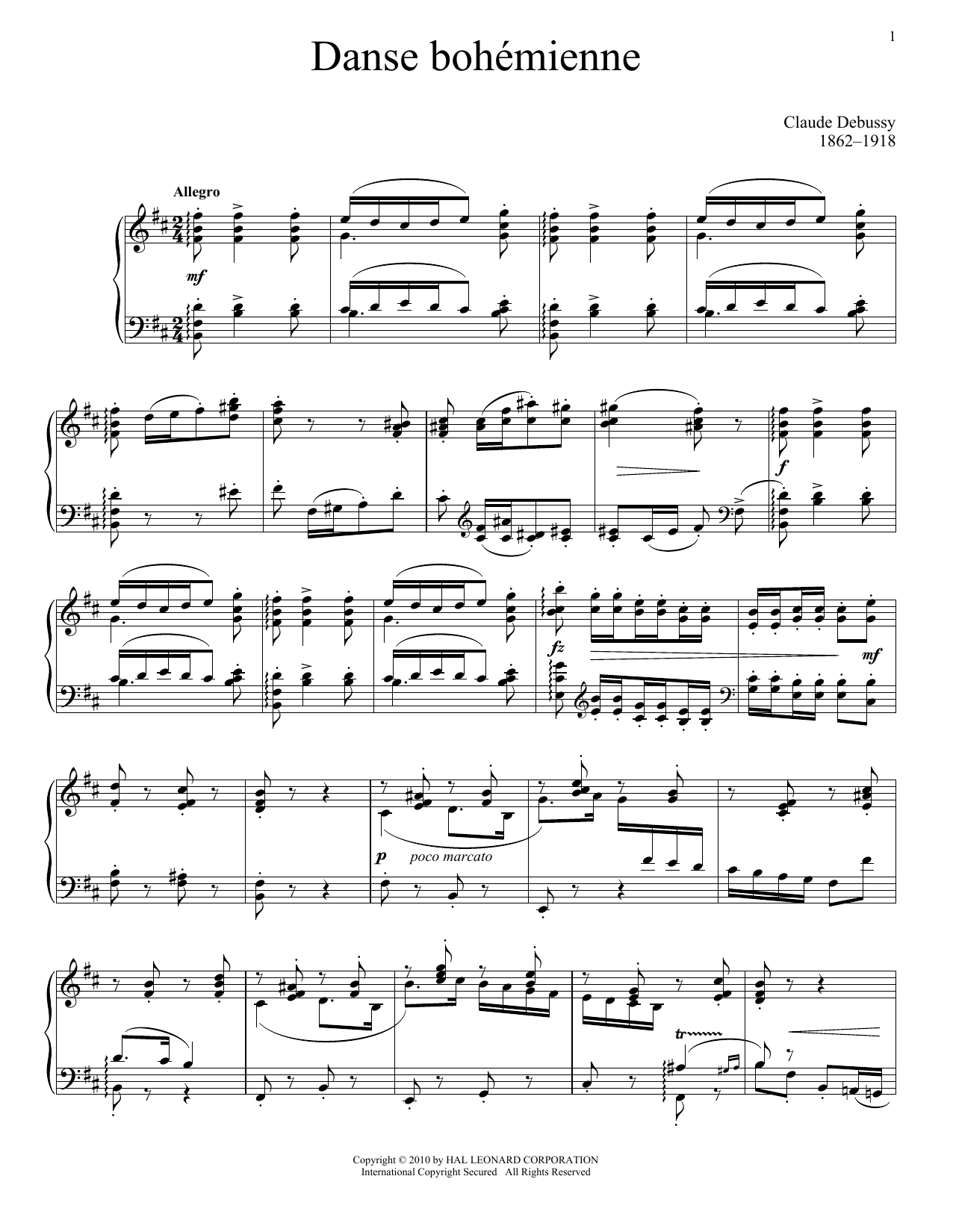 Product gallery: Page 1 of 1 Danse Bohemienne, Claude Debussy