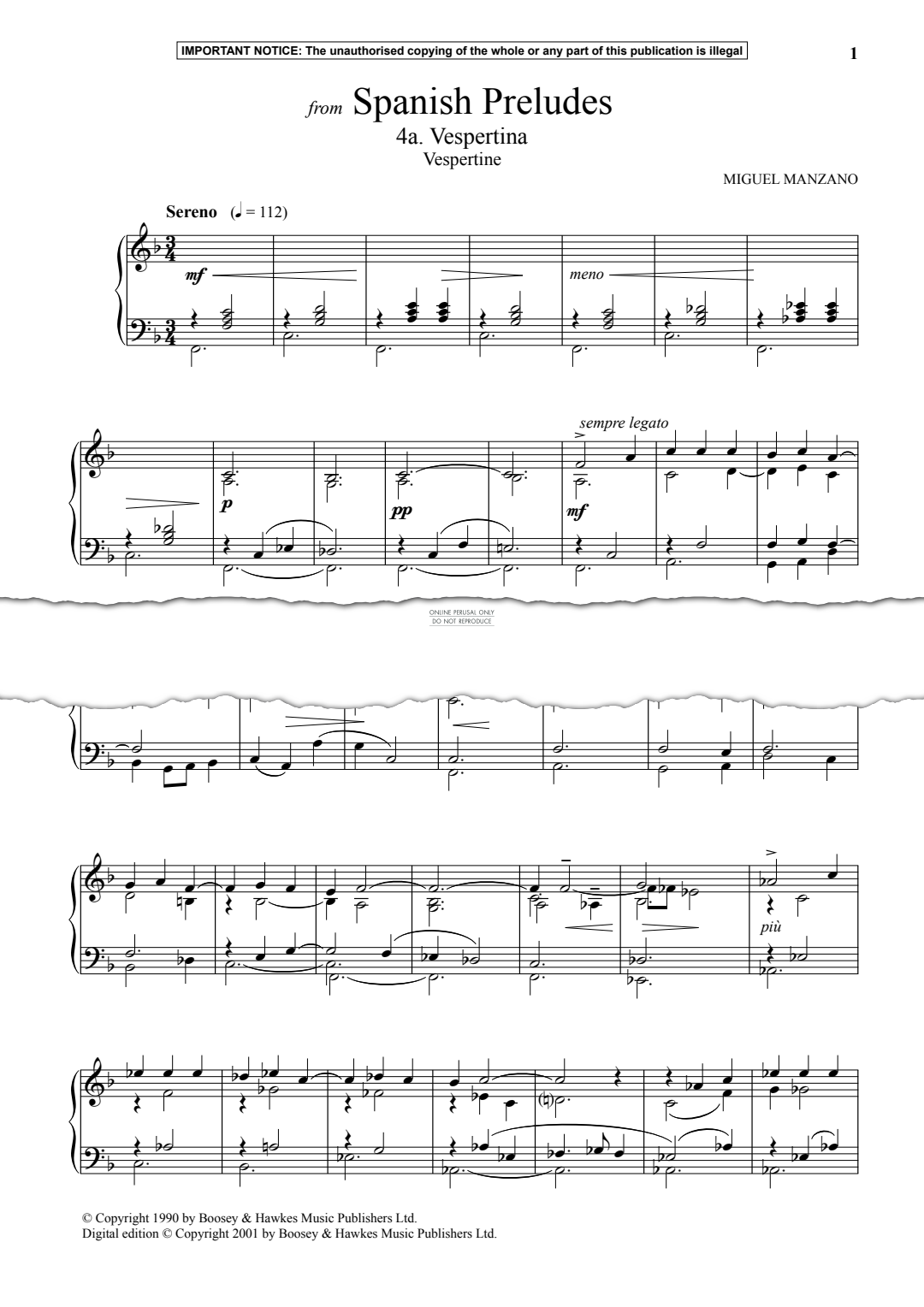 Produktgalerie: Seite 1 von 1 Vespertina (Vespertine) from Spanish Preludes, Miguel Manzano, Klavier