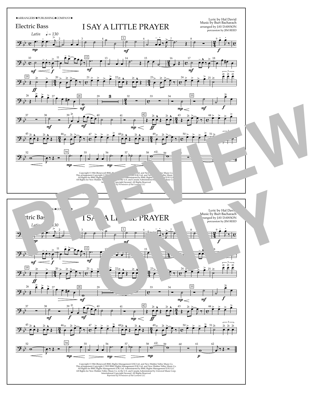Produktbild zu: I Say a Little Prayer (arr. Jay Dawson) - Electric Bass