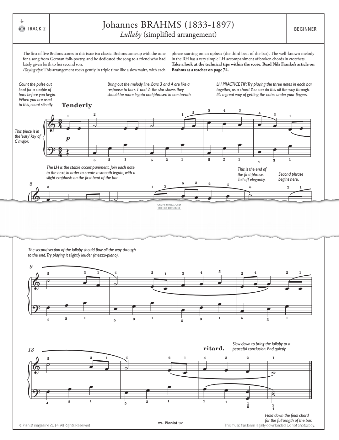 Product gallery: Page 1 of 1 Lullaby, Johannes Brahms