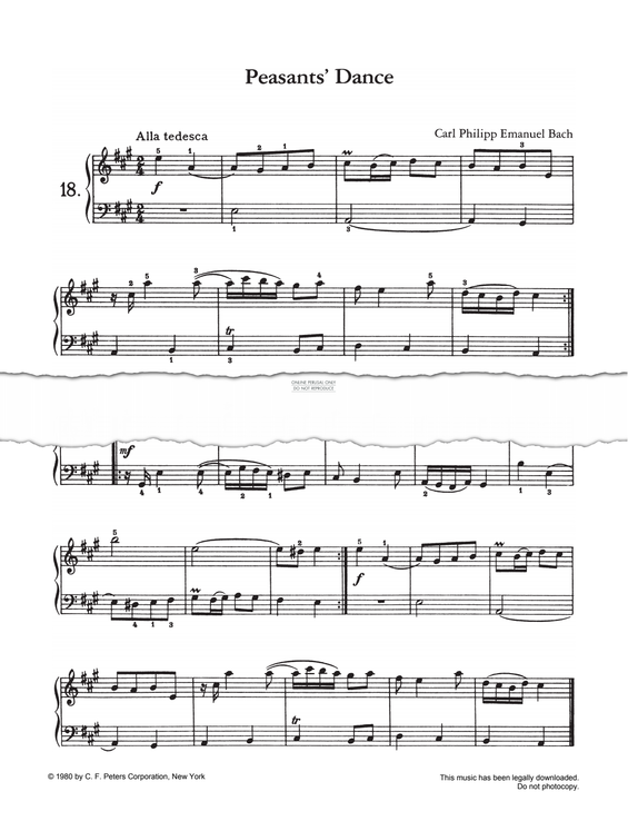 Produktgalerie: Seite 1 von 1 Peasants' Dance, Carl Philipp Emanuel Bach, Klavier