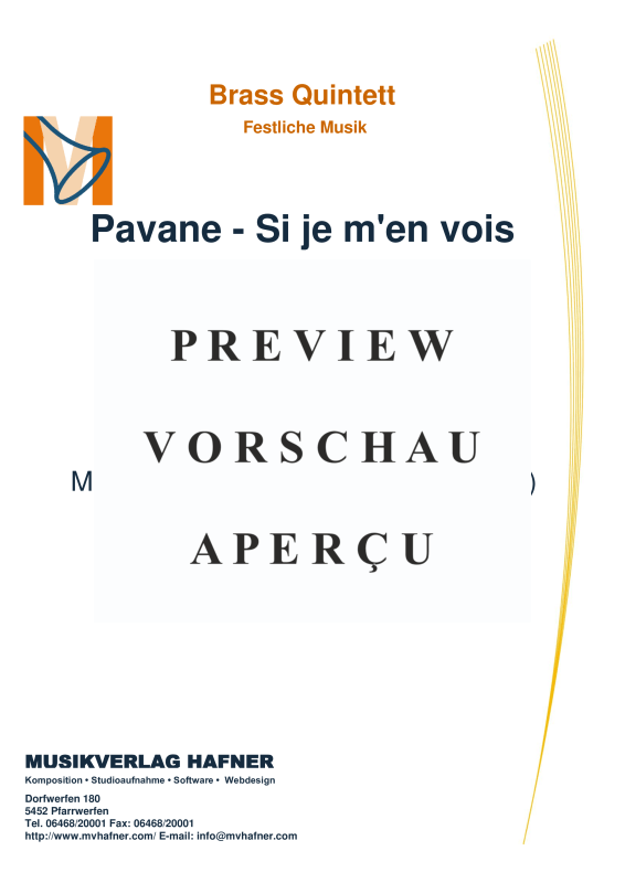 Produktgalerie: Seite 2 von 11 Pavane - Si je m´en vois, , (Blechbläser Quintett)