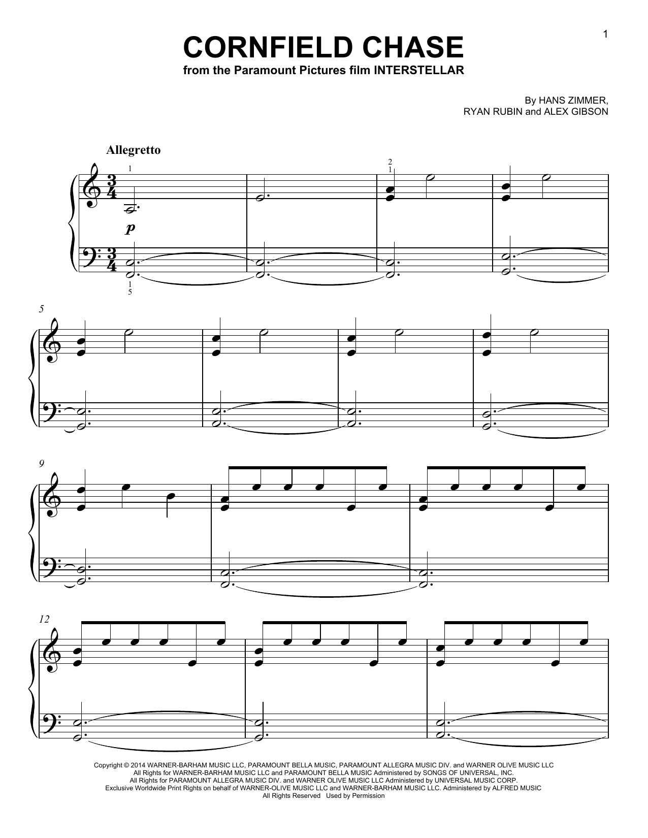 Produktbild zu:  Cornfield Chase (from Interstellar) - Hans Zimmer