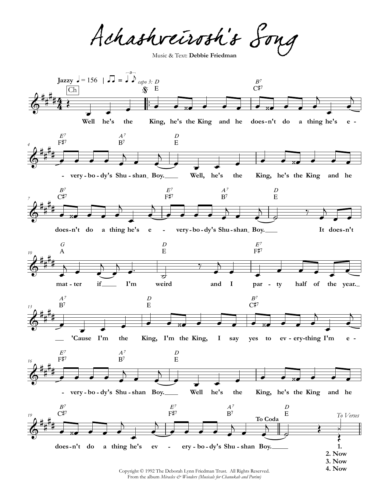 Product gallery: Page 1 of 1 Achashveirosh's Song, Debbie Friedman