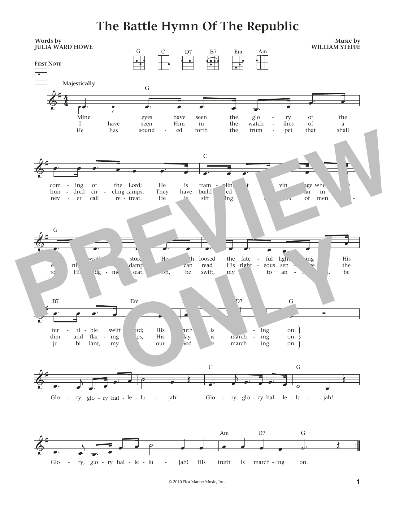 Product gallery: Page 1 of 1 Battle Hymn Of The Republic (from The Daily Ukulele) (arr. Liz and Jim Beloff), William Steffe