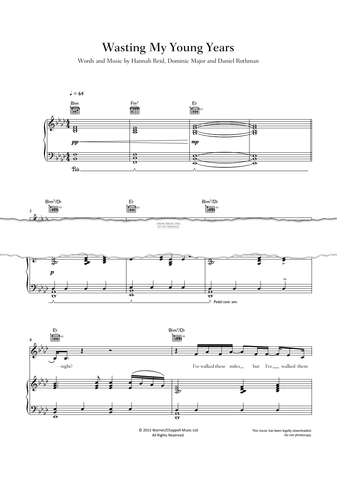 Produktgalerie: Seite 1 von 1 Wasting My Young Years, London Grammar, Gesang, Gitarre, Klavier