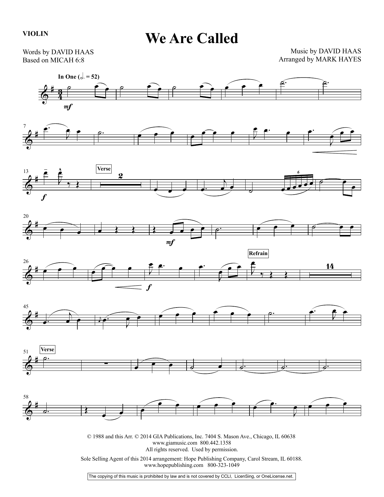 Produktbild zu: We Are Called - Violin