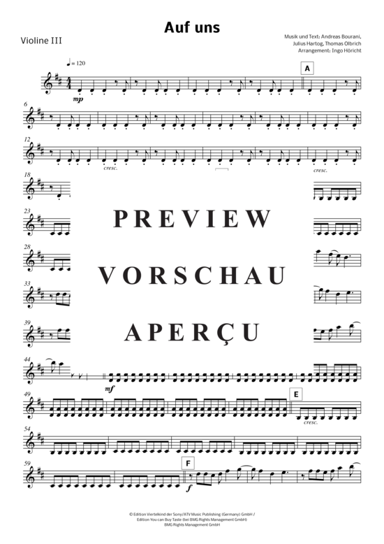 gallery: Auf Uns , Bourani, Andreas, (Geigenquartett)