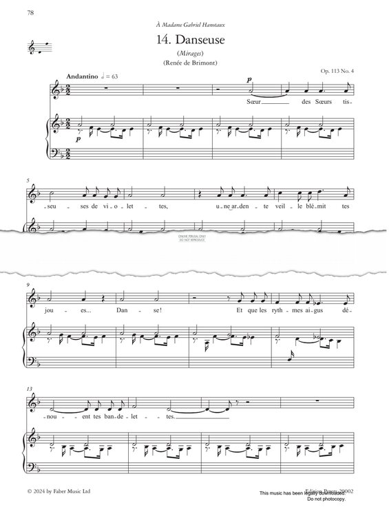 Produktgalerie: Seite 1 von 1 Danseuse Op.113, No.4, Gabriel Fauré, Gesang, Klavier