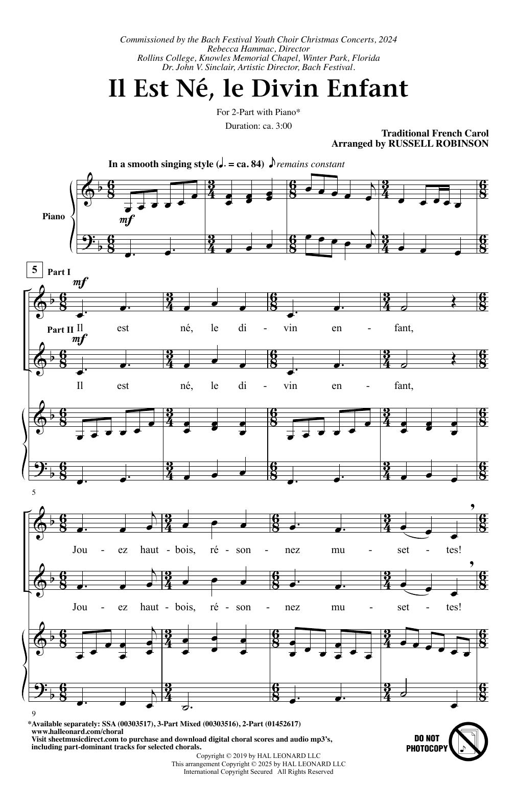 Product picture to: Il Est Ne, Le Divin Enfant (arr. Russell Robinson)
