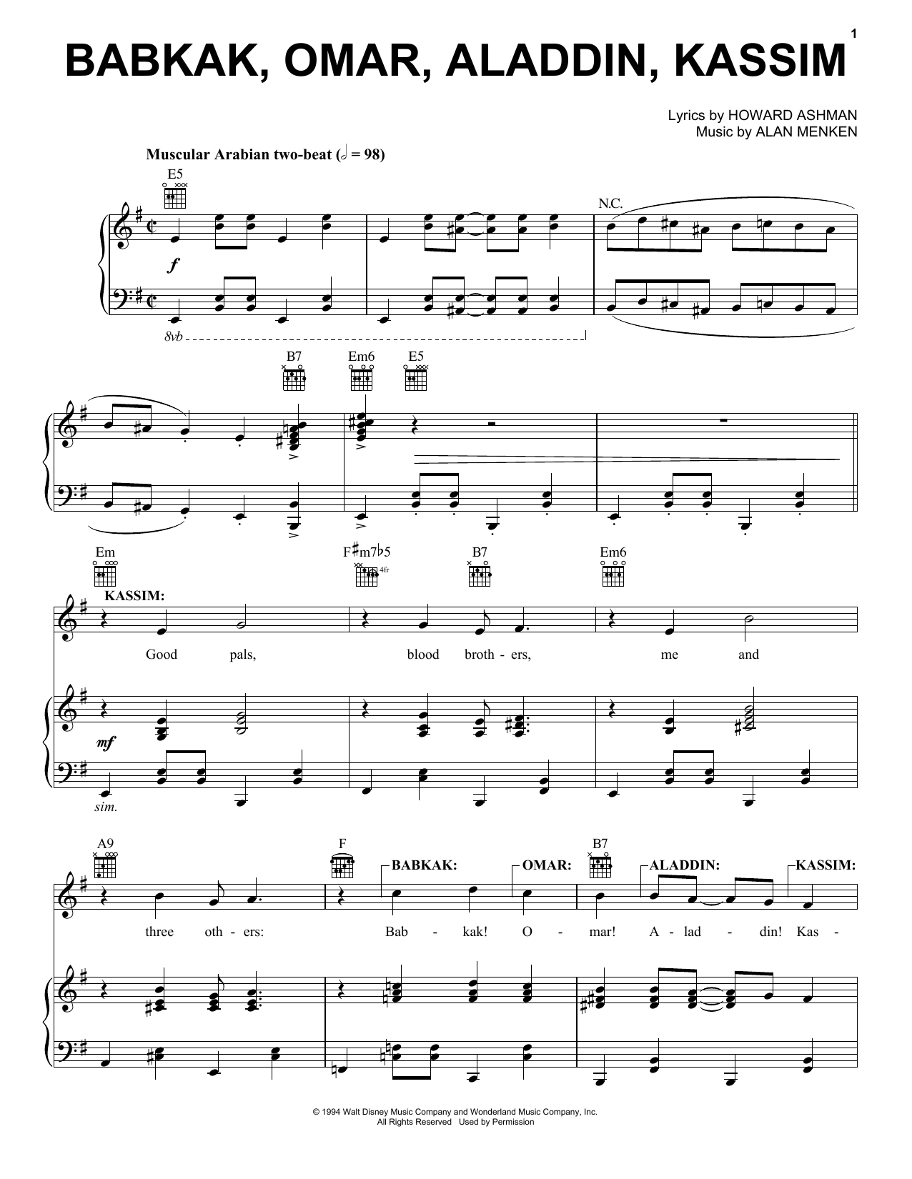 Produktbild zu: Babkak, Omar, Aladdin, Kassim (from Aladdin: The Broadway Musical)