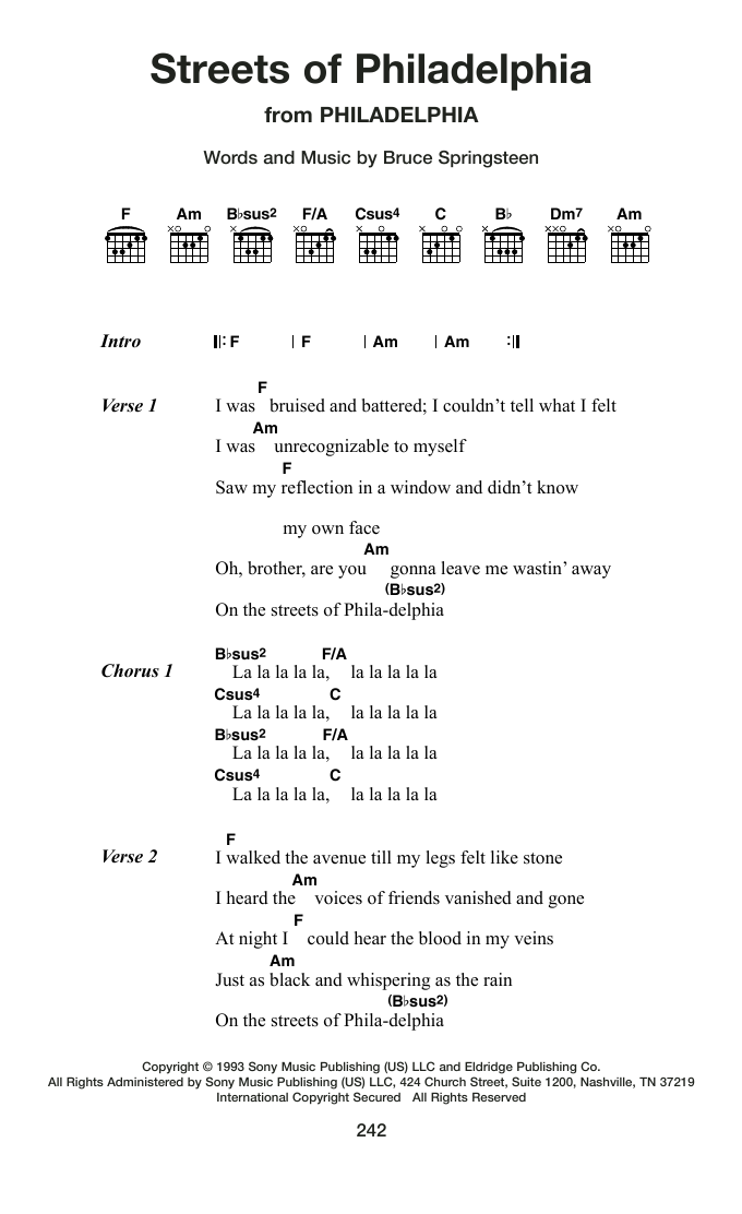 Produktgalerie: Seite 1 von 1 Streets Of Philadelphia, Bruce Springsteen, Gitarre