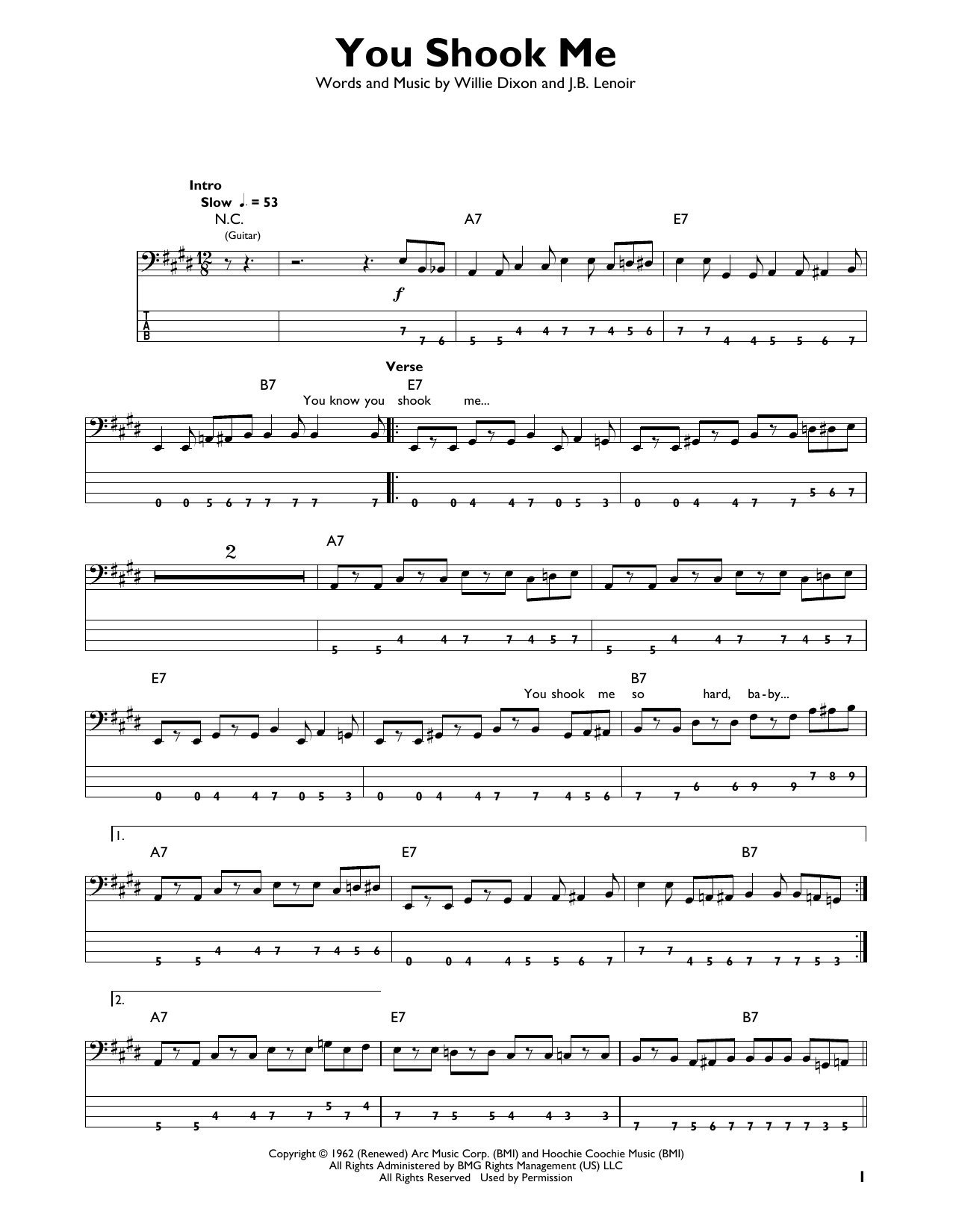 Produktgalerie: Seite 1 von 1 You Shook Me, Led Zeppelin, E-Bass, Gitarre
