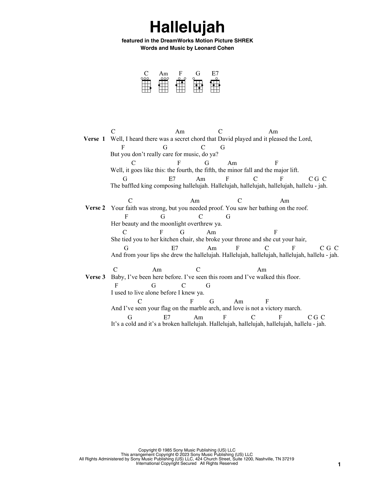 Product gallery: Page 1 of 1 Hallelujah, Leonard Cohen