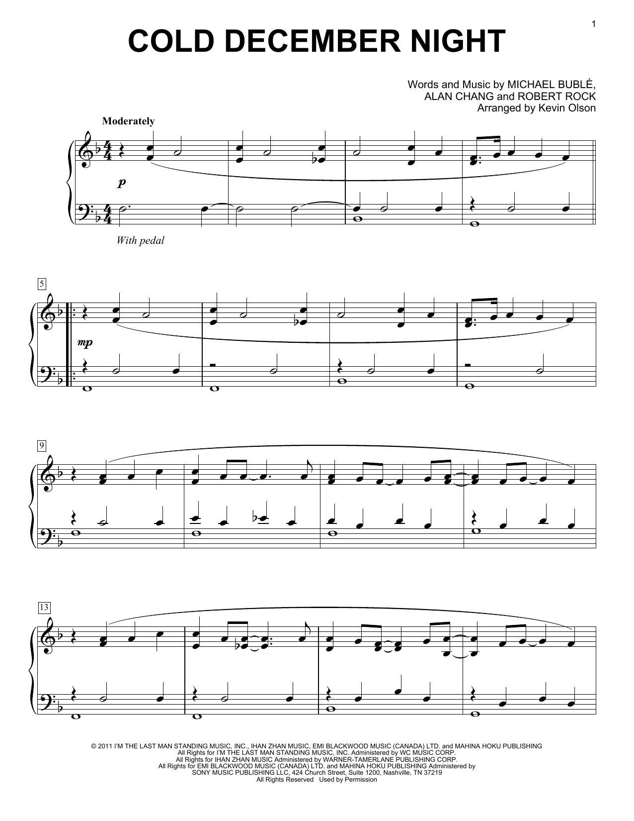 Produktgalerie: Seite 1 von 1 Cold December Night (arr. Kevin Olson), Michael Bublé, Klavier