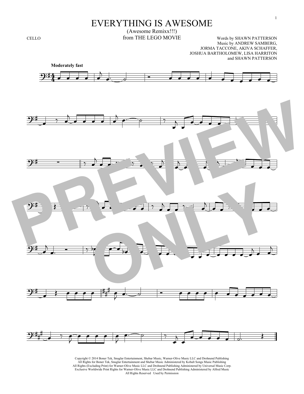 Produktgalerie: Seite 1 von 1 Everything Is Awesome (from The Lego Movie) (feat. The Lonely Island), Tegan and Sara, Violoncello