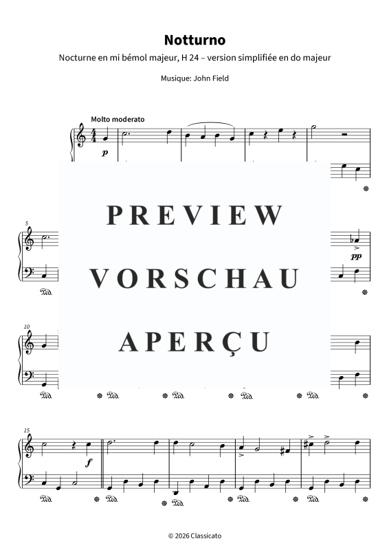 Produktgalerie: Seite 5 von 6 Nocturne - Nocturne en mi bémol majeur, H 24 - version simplifiée en do majeur, , Klavier Solo