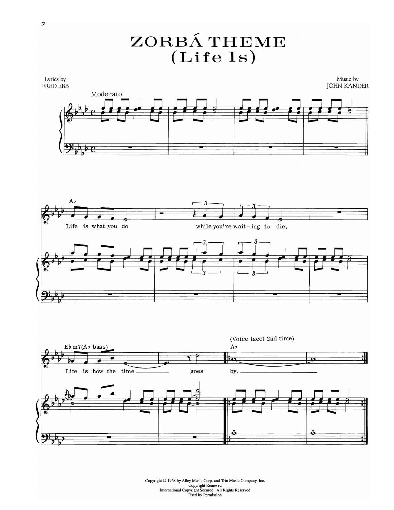 Produktgalerie: Seite 1 von 1 Zorba Theme (Life Is) (from Zorba), Kander & Ebb, Gesang, Klavier
