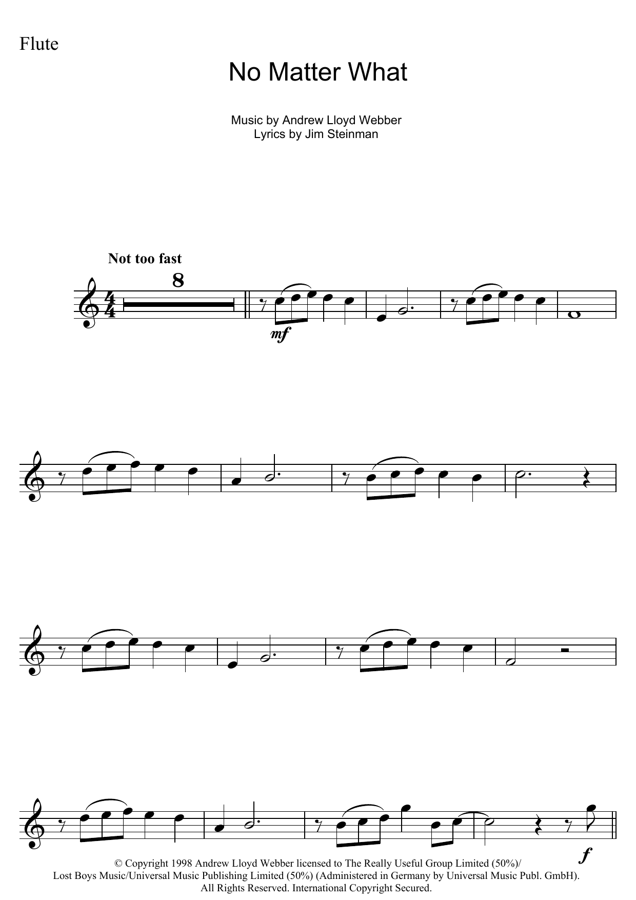 Product gallery: Page 1 of 1 No Matter What (from Whistle Down The Wind), Andrew Lloyd Webber