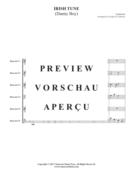 Product gallery: Page 2 of 12 Irish Tune (Danny Boy) , ,  (Horn ensemble 1-6 horns in F)