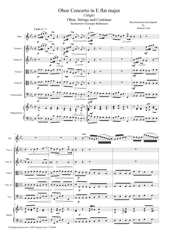 Produktbild zu: Oboen Konzert in Es-DurGiuseppe Baldassare Sammartini