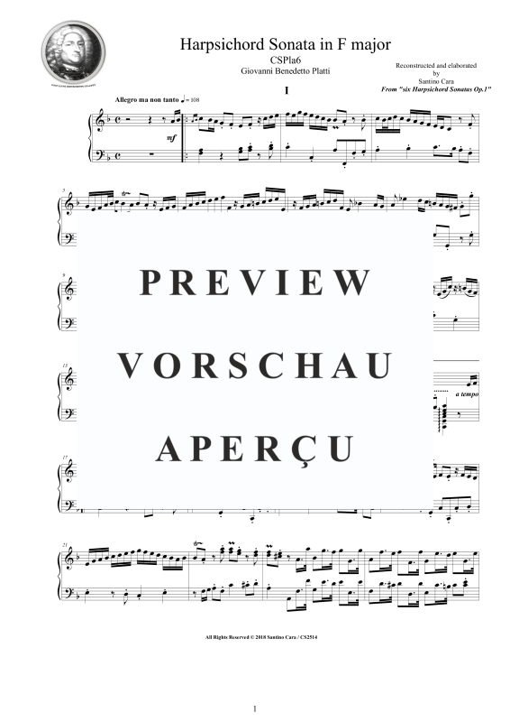 Produktgalerie: Seite 2 von 7 Cembalo Sonate Nr. 3 in F-Dur Op.1, , Cembalo/Klavier Solo