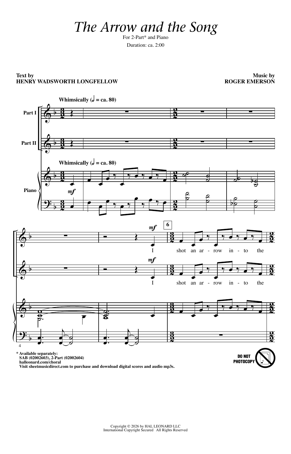 Produktgalerie: Seite 1 von 1 The Arrow And The Song, Roger Emerson, Chor