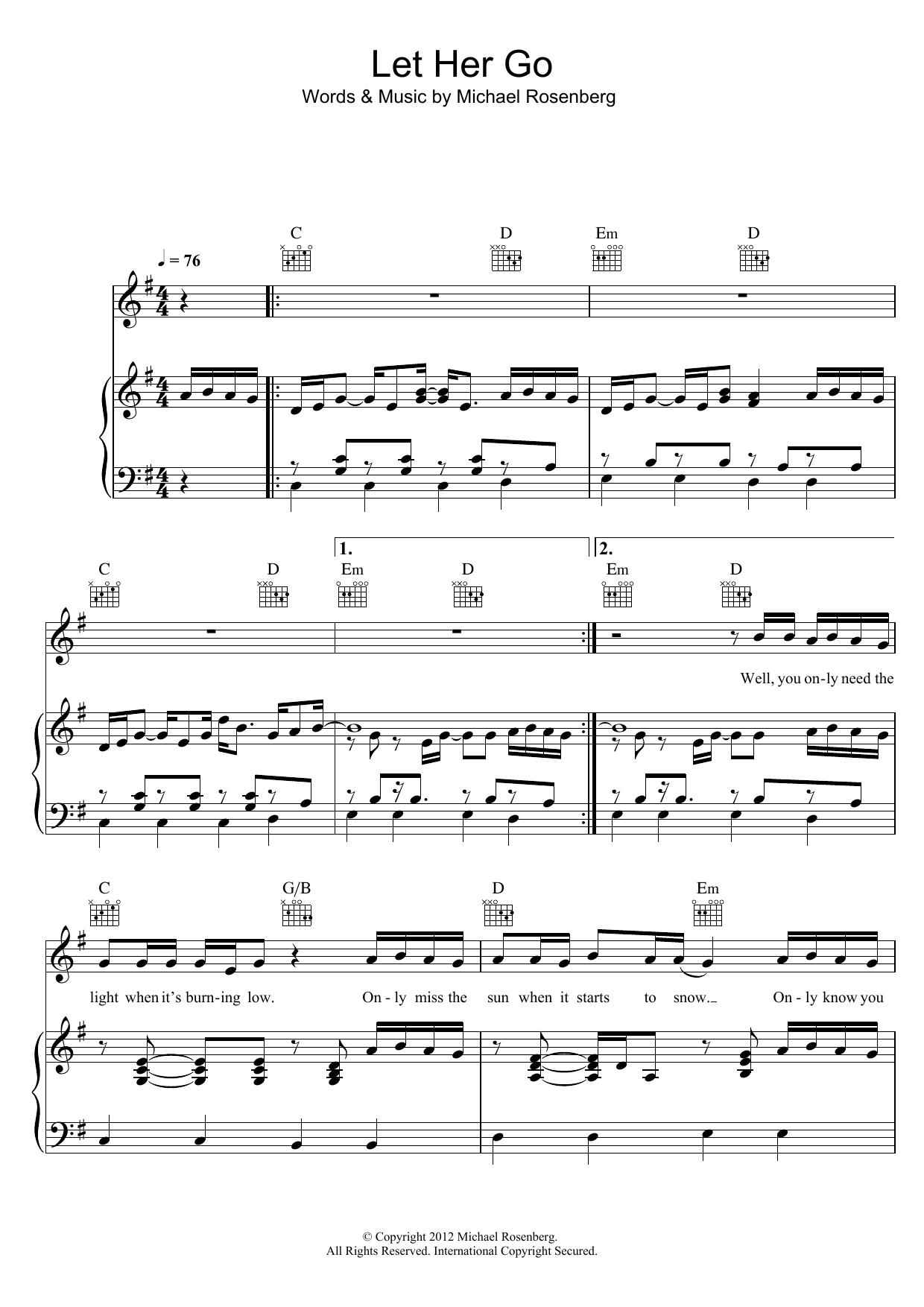 Produktgalerie: Seite 1 von 1 Let Her Go, Passenger, Gesang, Gitarre, Klavier