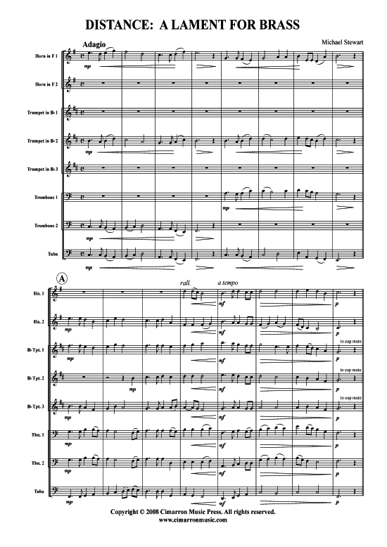 Product picture to: Distance: Lament for Brass Michael Stewart