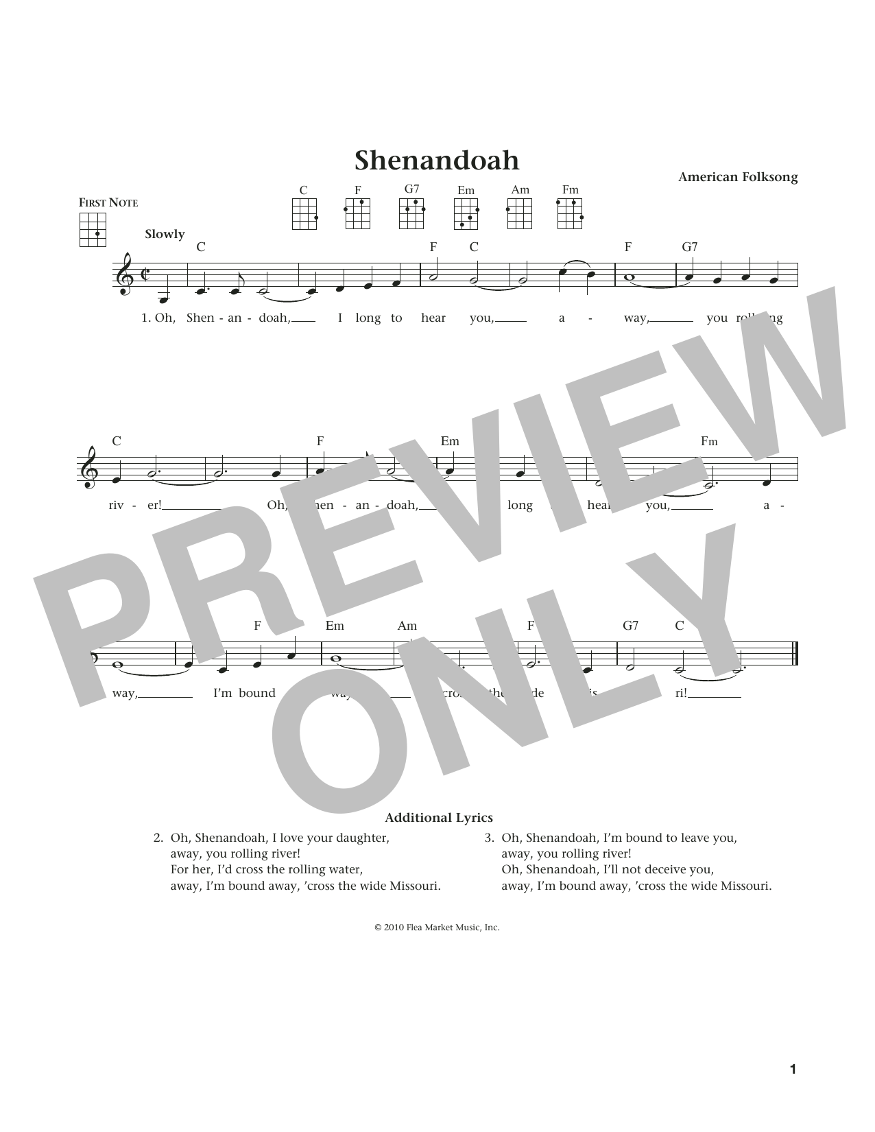 Product gallery: Page 1 of 1 Shenandoah (from The Daily Ukulele) (arr. Liz and Jim Beloff), American Folksong