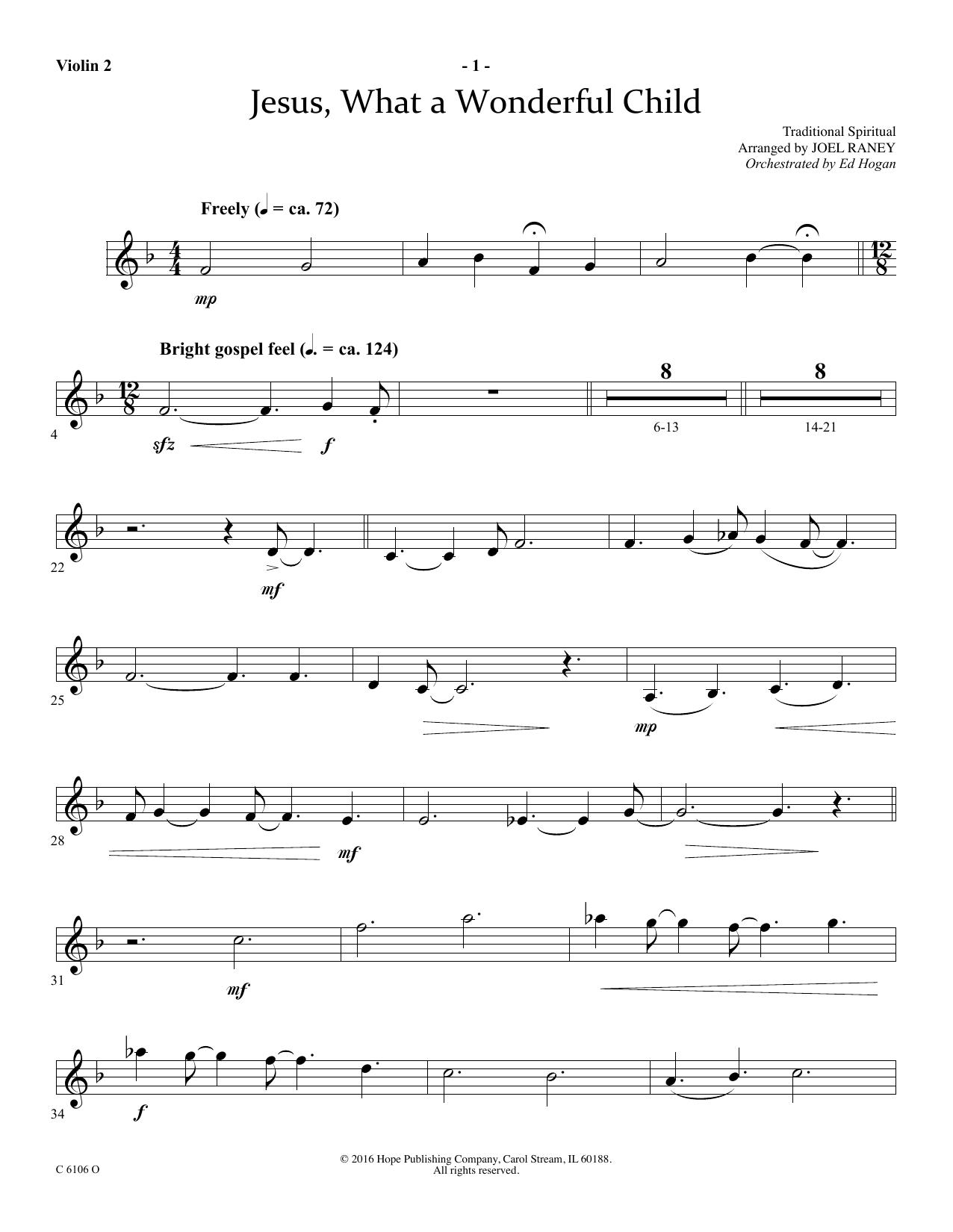 Product picture to: Jesus, What a Wonderful Child - Violin 2