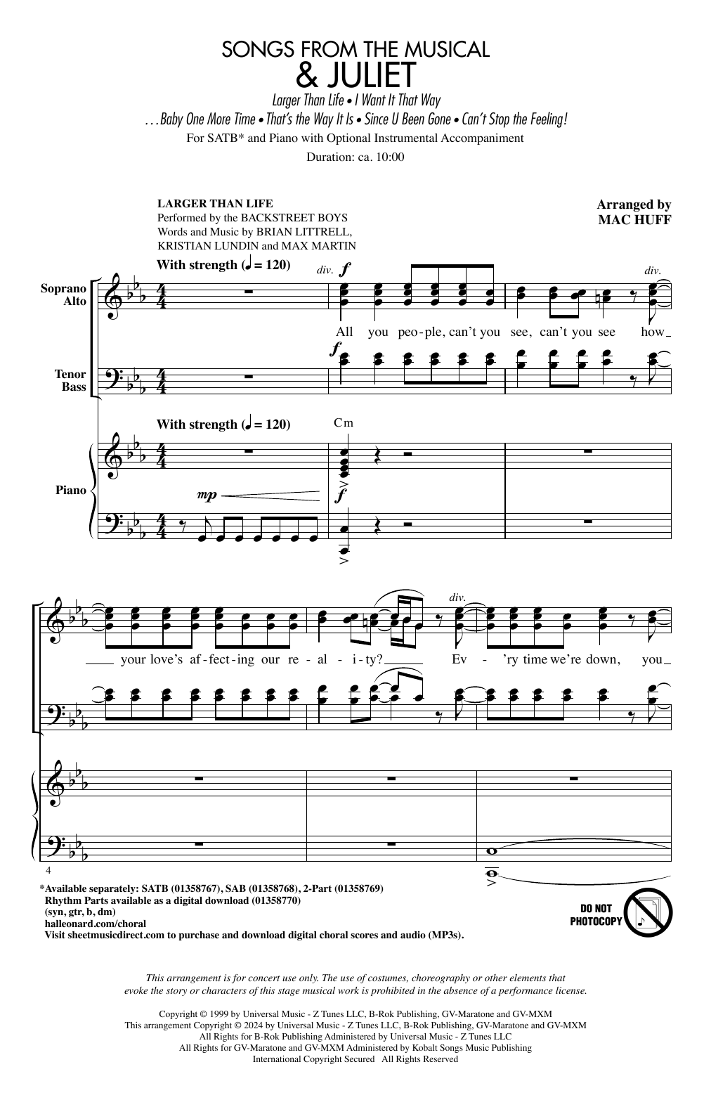 Produktbild zu: Songs from the Musical "& Juliet" (Choral Medley)