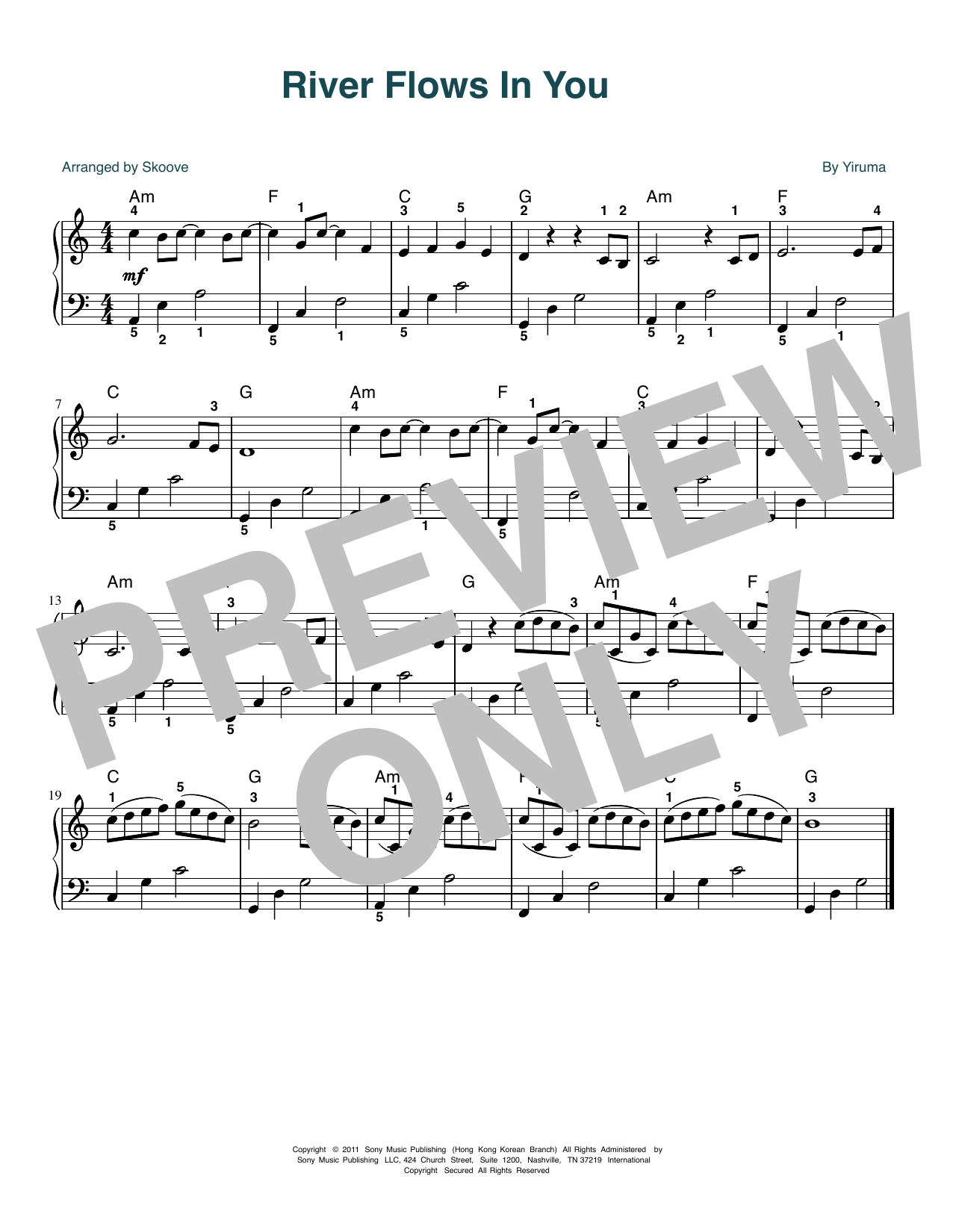 Product picture to: River Flows In You (arr. Skoove)