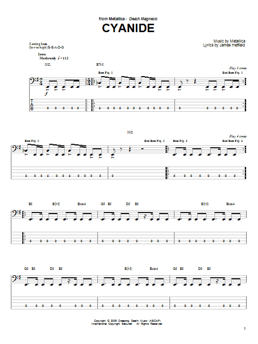 Produktgalerie: Seite 1 von 1 Cyanide, Metallica, E-Bass