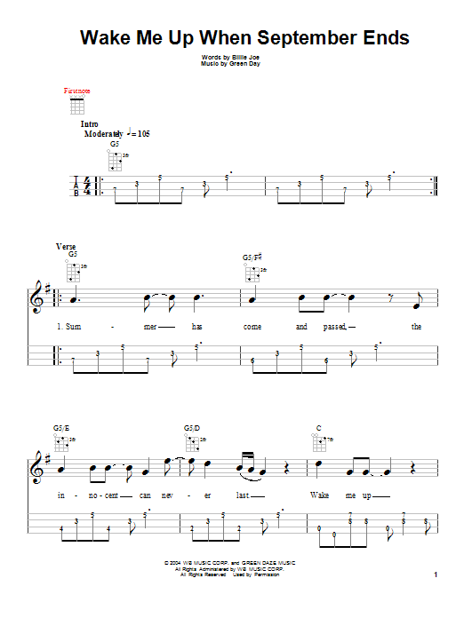 Product gallery: Page 1 of 1 Wake Me Up When September Ends, Green Day