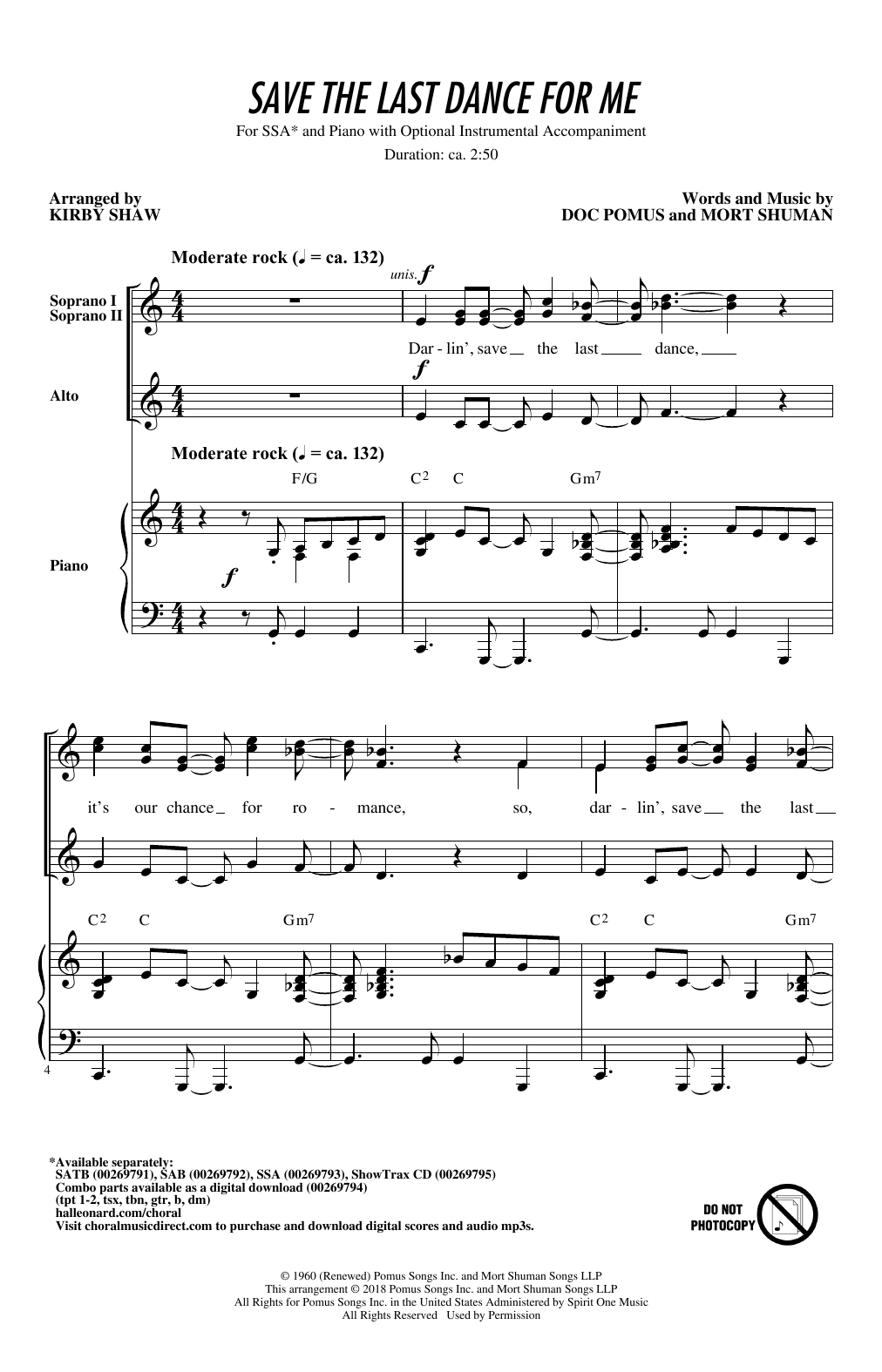 Produktgalerie: Seite 1 von 1 Save The Last Dance For Me (arr. Kirby Shaw), The Drifters, Chor