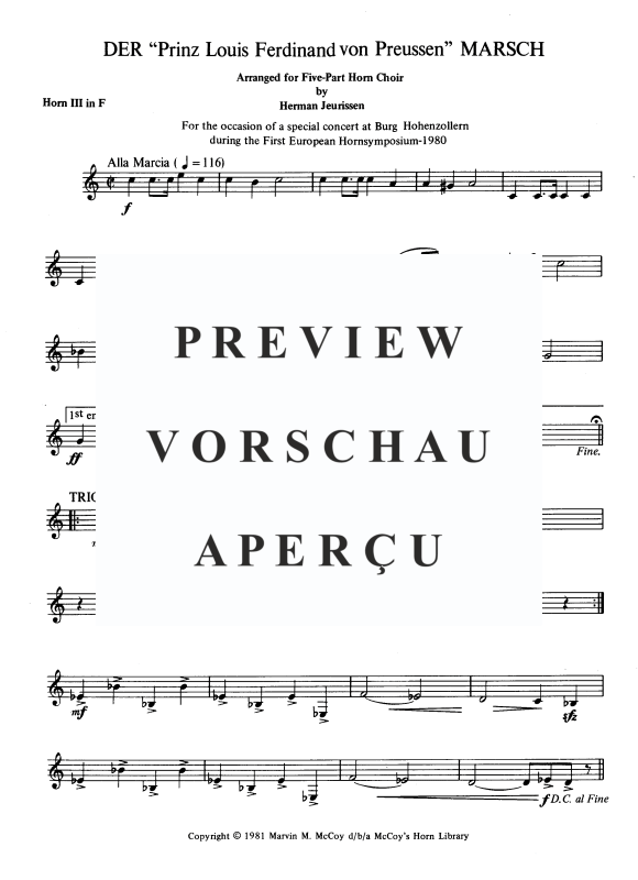 Product gallery: Page 9 of 11 Der "Prinz Louis Ferdinand von Preussen" Marsch, , Horn Quintet