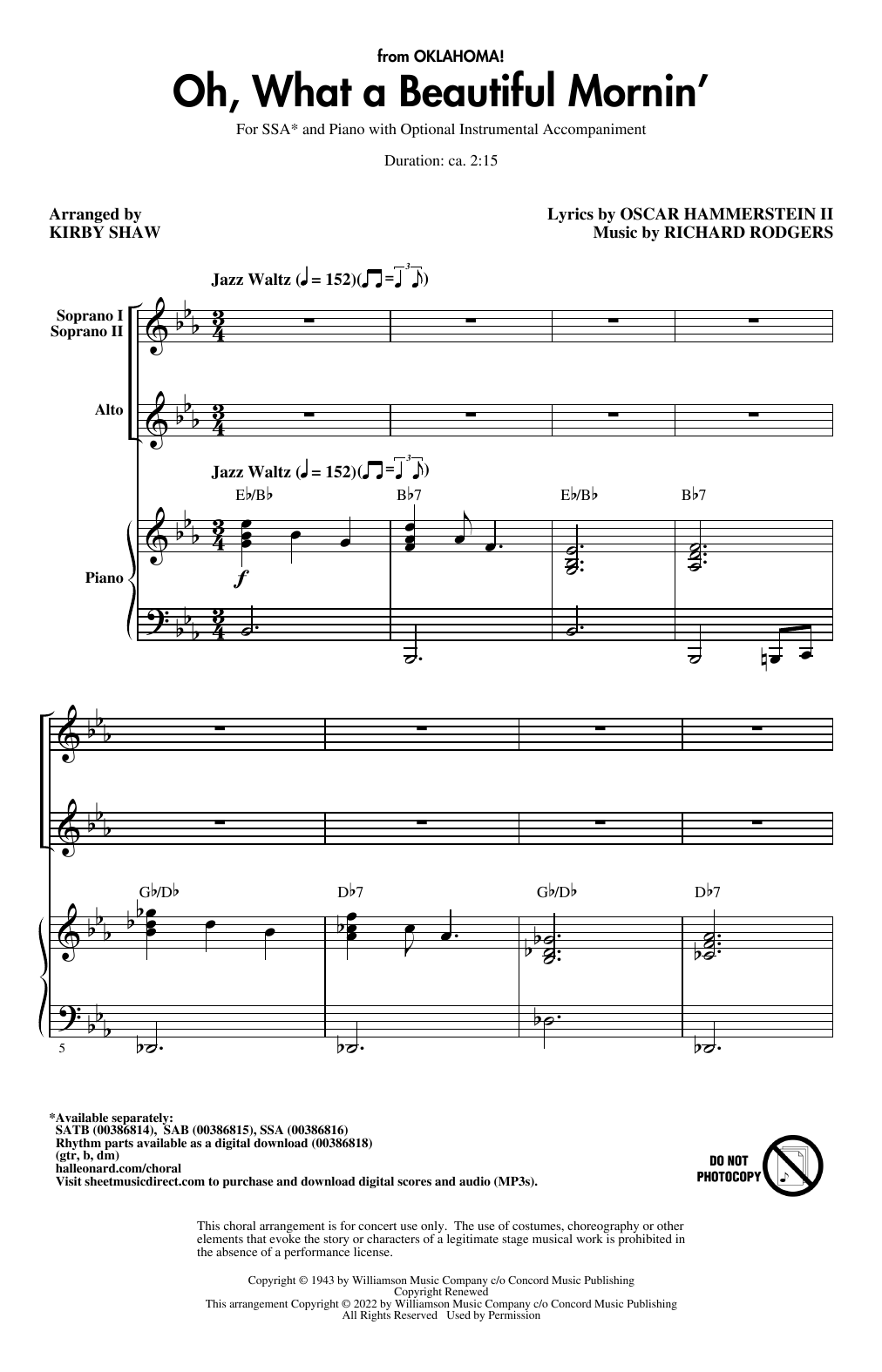 Produktgalerie: Seite 1 von 1 Oh, What A Beautiful Mornin' (from Oklahoma!) (arr. Kirby Shaw), Rodgers & Hammerstein, Chor