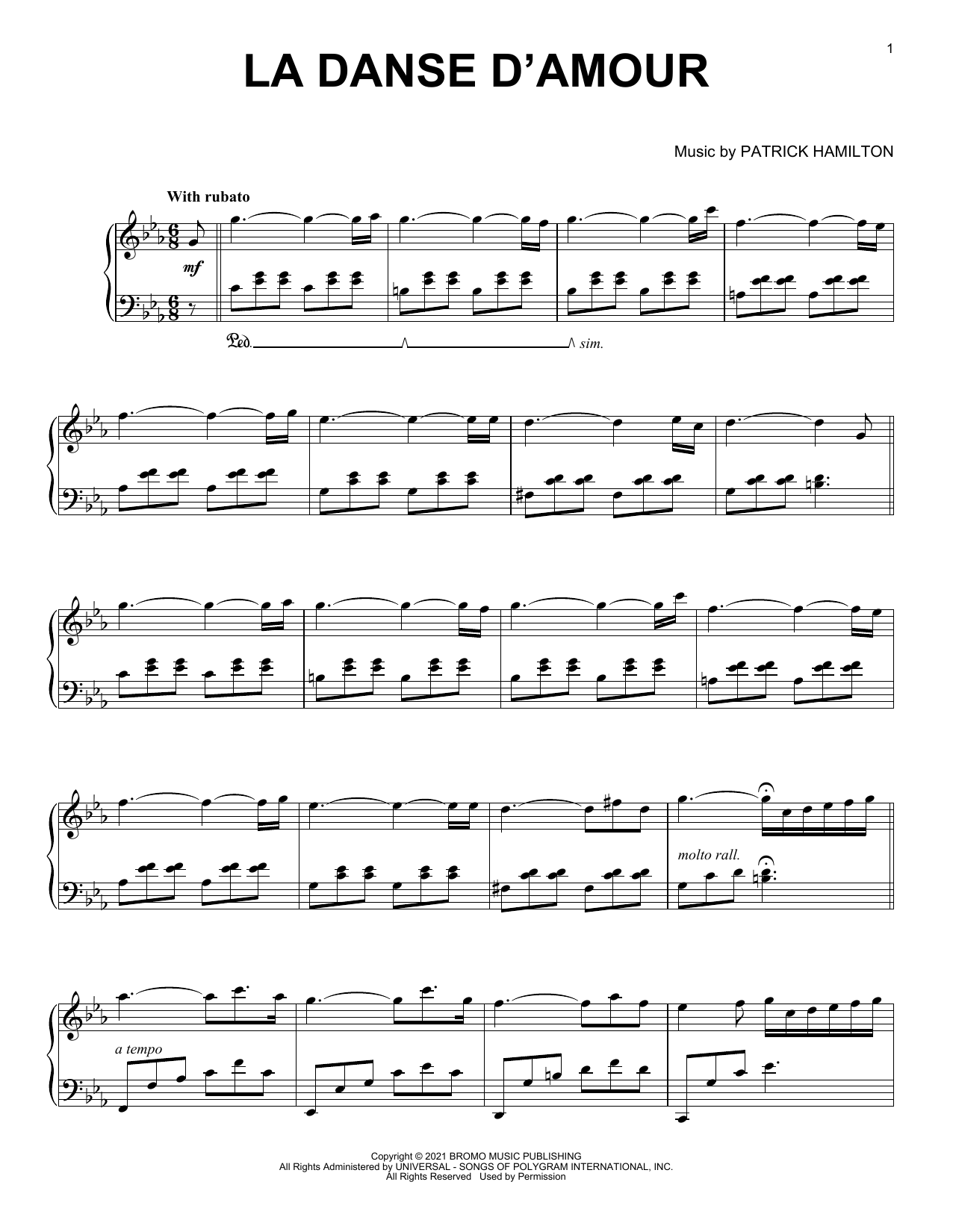 Produktgalerie: Seite 1 von 1 La Danse D'Amour, Patrick Hamilton, Klavier