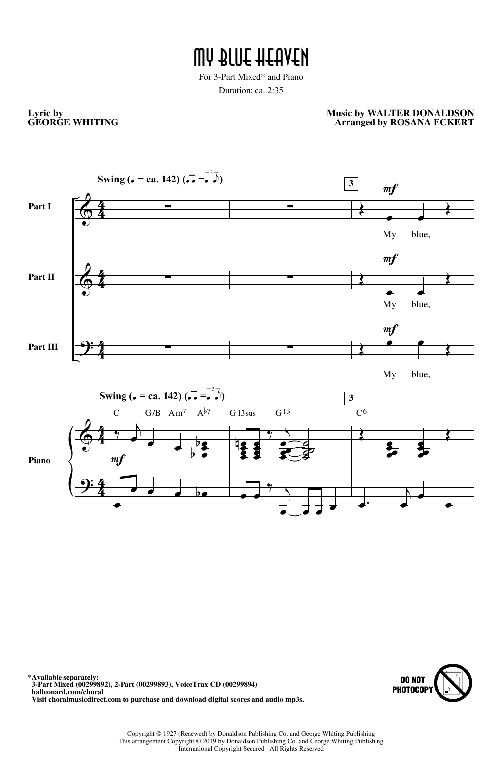 Produktbild zu: My Blue Heaven (arr. Rosana Eckert)