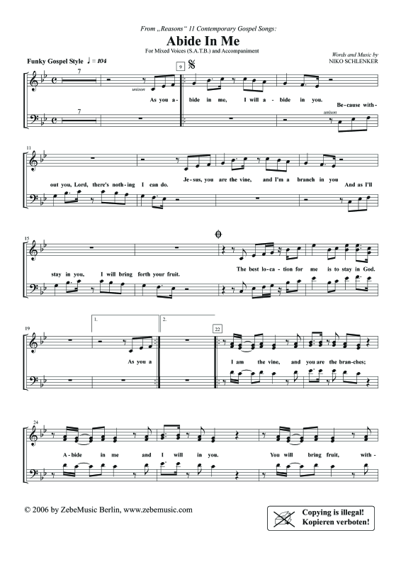 Produktgalerie: Seite 1 von 11 Abide In Me, , Gemischter Chor und Klavier